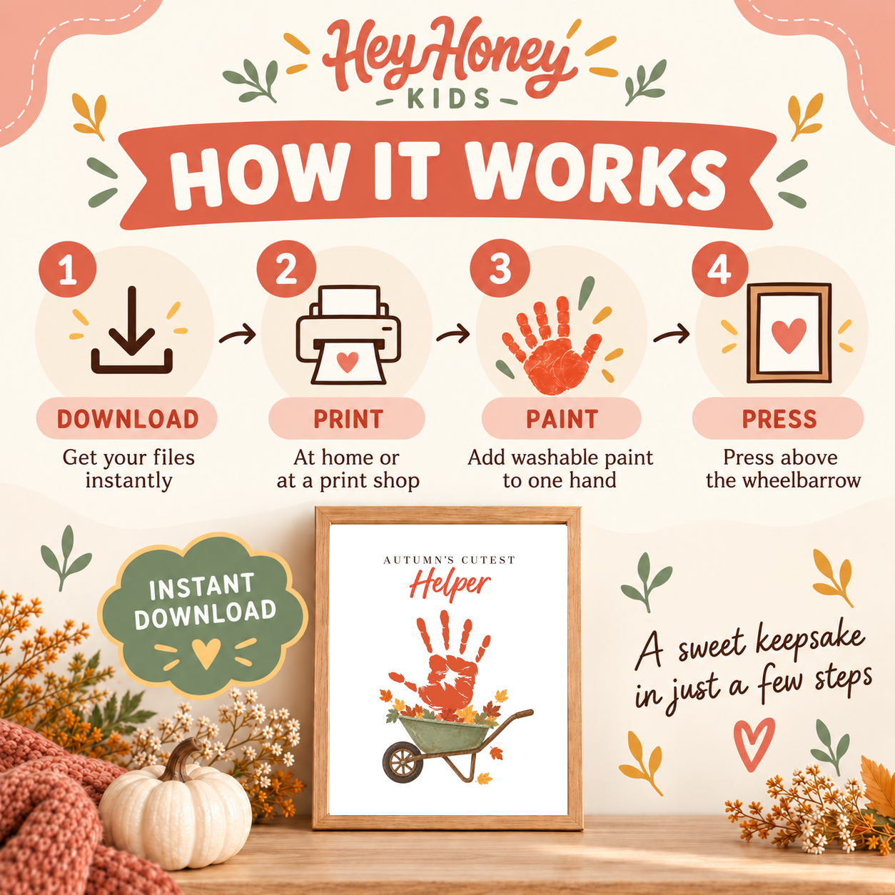 Autumn’s Cutest Helper Handprint Craft | Fall Keepsake Printable