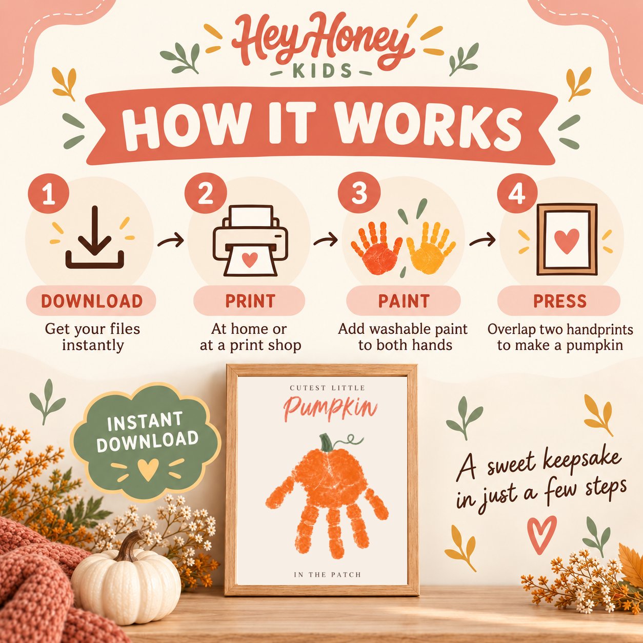 Cutest Pumpkin Handprint Craft | Fall Keepsake Printable