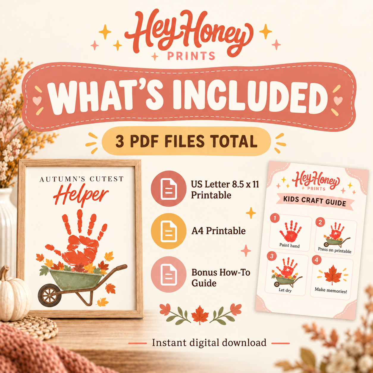 Autumn’s Cutest Helper Handprint Craft | Fall Keepsake Printable