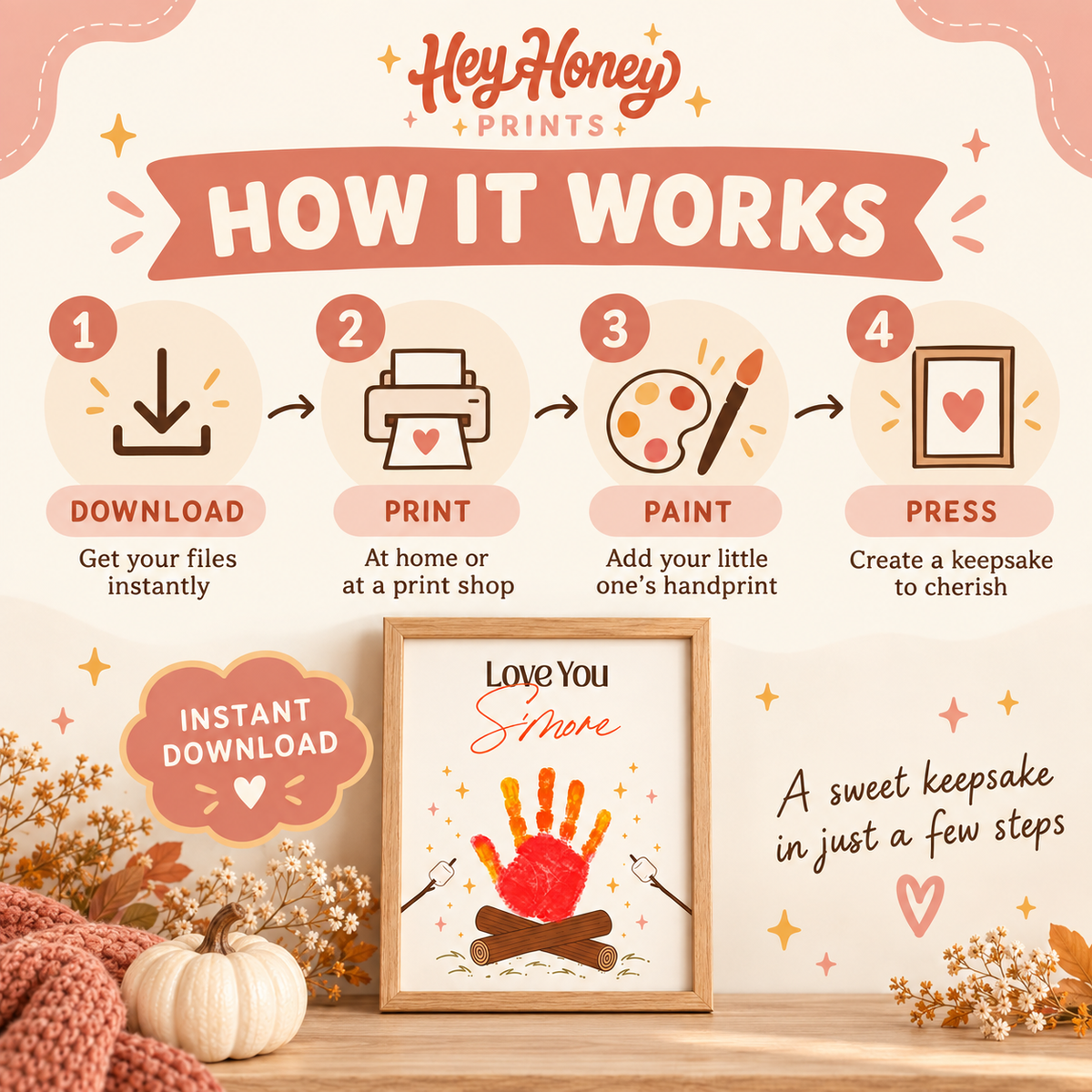 Love You S’more Handprint Craft | Fall Keepsake Printable