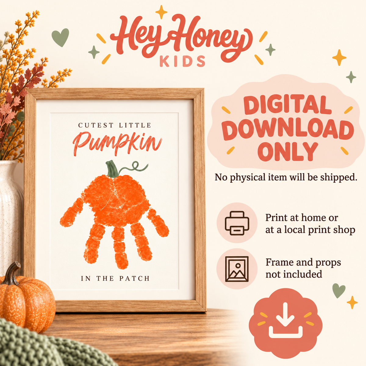 Cutest Pumpkin Handprint Craft | Fall Keepsake Printable