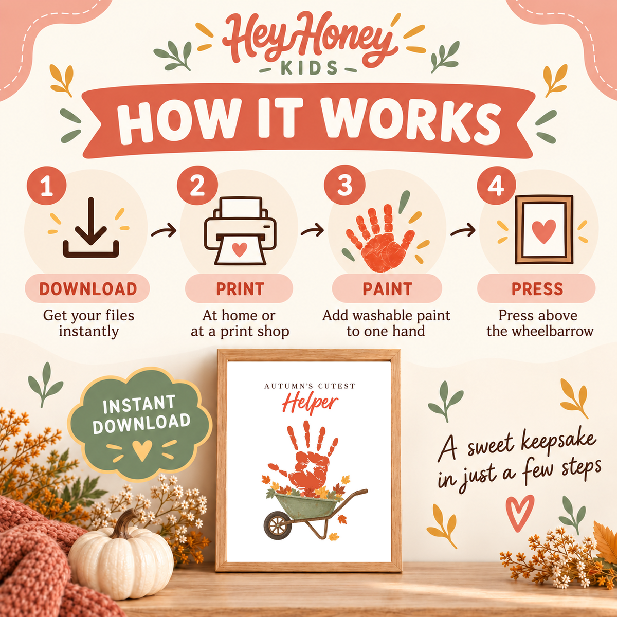 Autumn’s Cutest Helper Handprint Craft | Fall Keepsake Printable