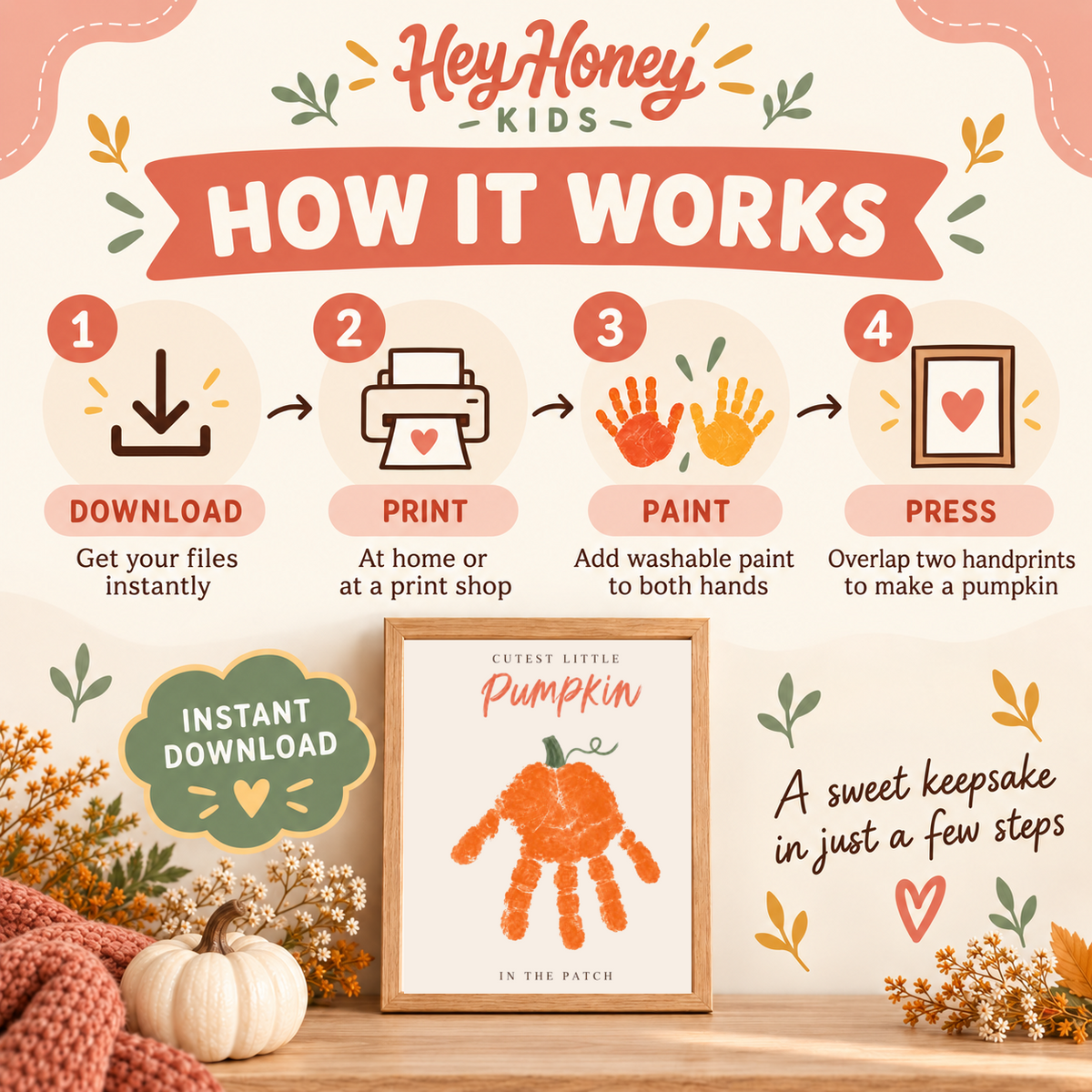 Cutest Pumpkin Handprint Craft | Fall Keepsake Printable