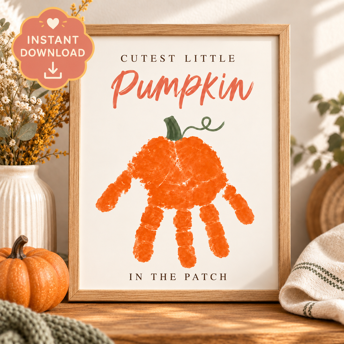Cutest Pumpkin Handprint Craft | Fall Keepsake Printable