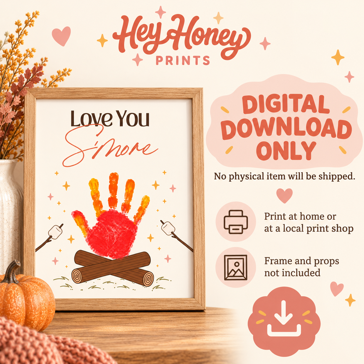 Love You S’more Handprint Craft | Fall Keepsake Printable
